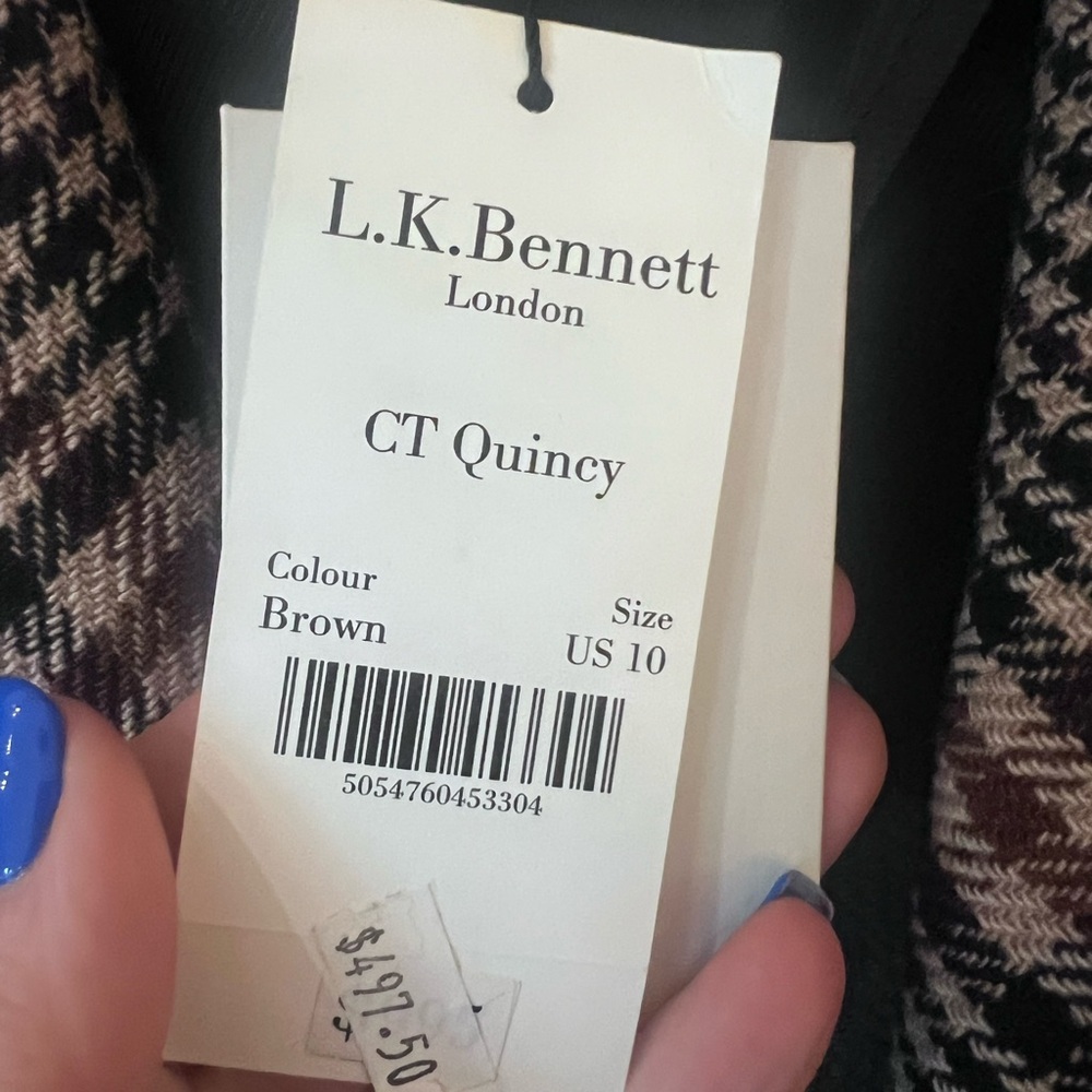 LK Bennett Black and White Plaid Trench Coat - Picture 3 of 12